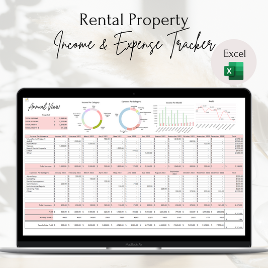 Rental Property Income Expense Tracker Spreadsheet