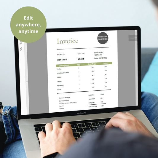 Editable Client Invoice - Word, PDF, Excel